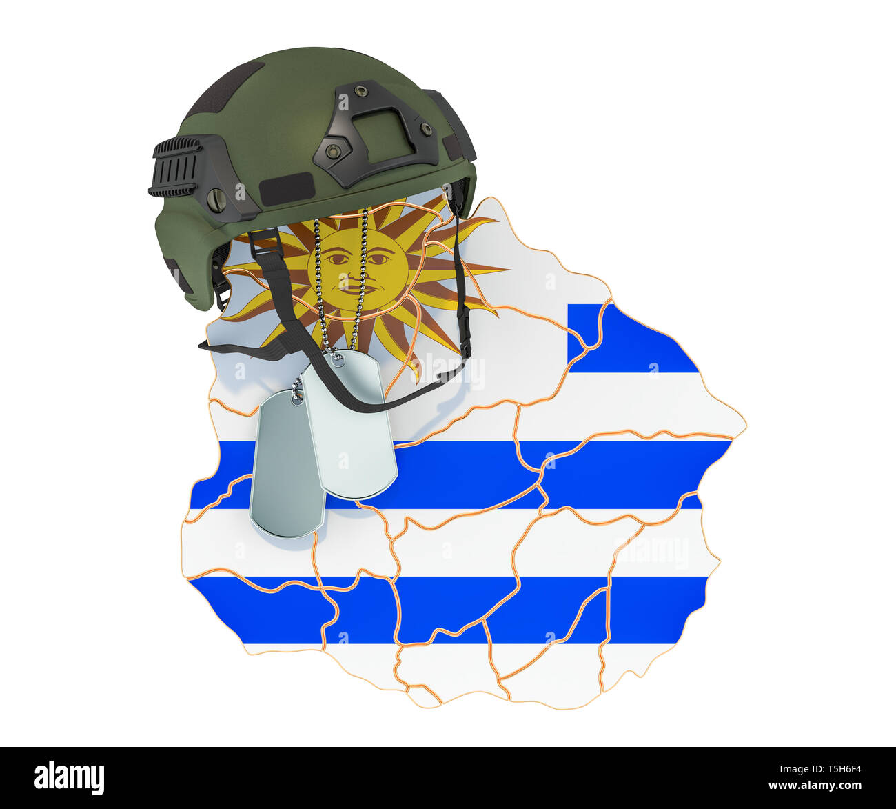 Uruguayische militärische Kraft, Armee oder Krieg Konzept. 3D-Rendering auf weißem Hintergrund Stockfoto