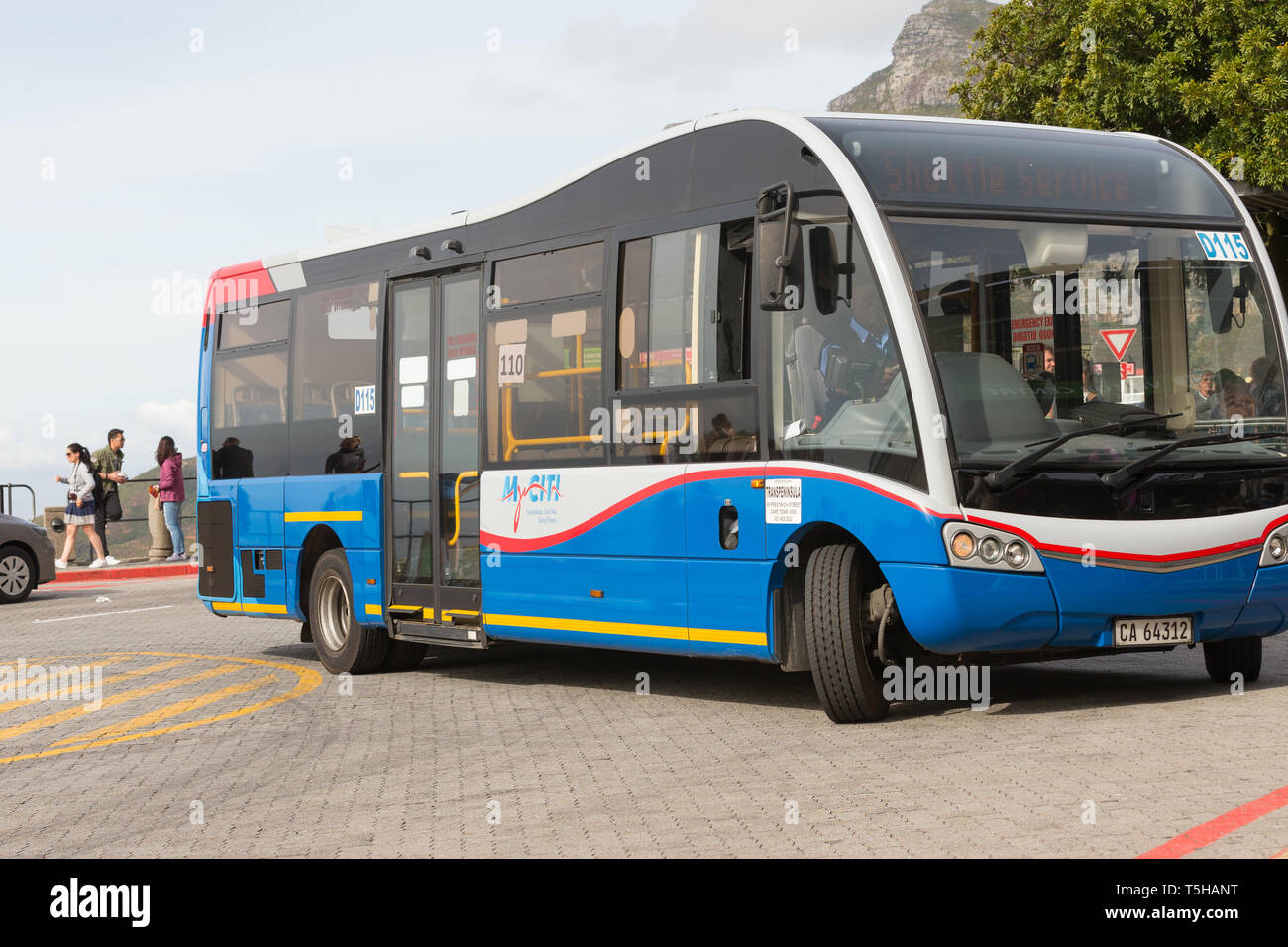 MyCiTI öffentlichen Bus Company betreibt dieses kostenlosen Shuttleservice vom Kloof Nek Road bis zur unteren Seilbahnstation am Tafelberg in Kapstadt Stockfoto