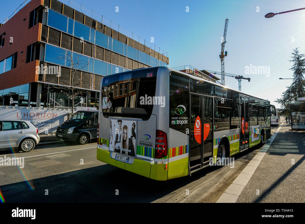 Bus, Saint-Etienne, Loire, AURA Region, Frankreich Stockfoto