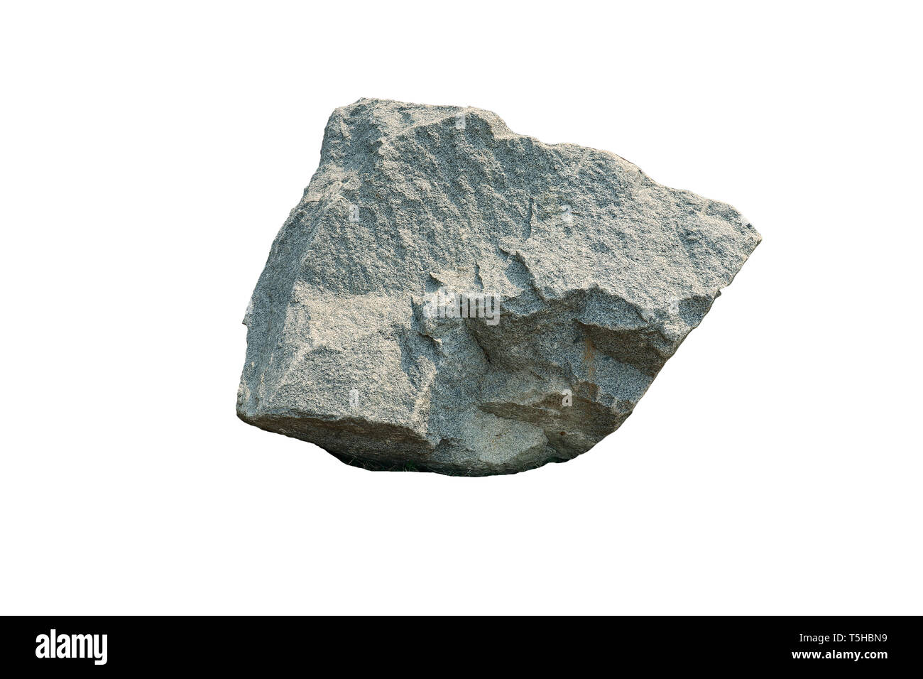 Granit, Fragment aus Granit auf dem Boden auf weißem Hintergrund hochauflösende Bilder Galerie isoliert. Stockfoto