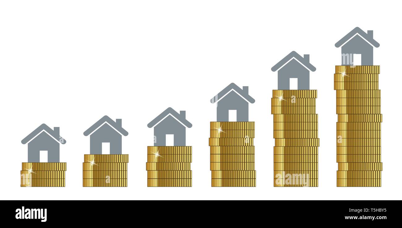 Immobilien steigen die Preise in die Höhe hohe Immobilienpreise Vektor-illustration EPS 10. Stock Vektor