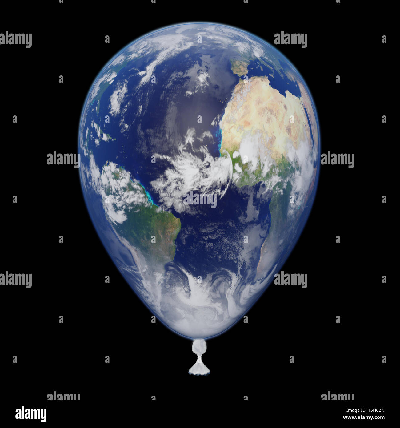 Planet Erde Ballon, Afrika, Europa, Südamerika und Nordamerika (3D-Illustration, auf schwarzem Hintergrund isoliert, Elemente dieses Bild ar Stockfoto