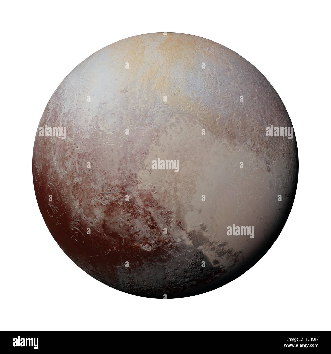 Zwergplanet Pluto isoliert auf weißem Hintergrund Stockfoto