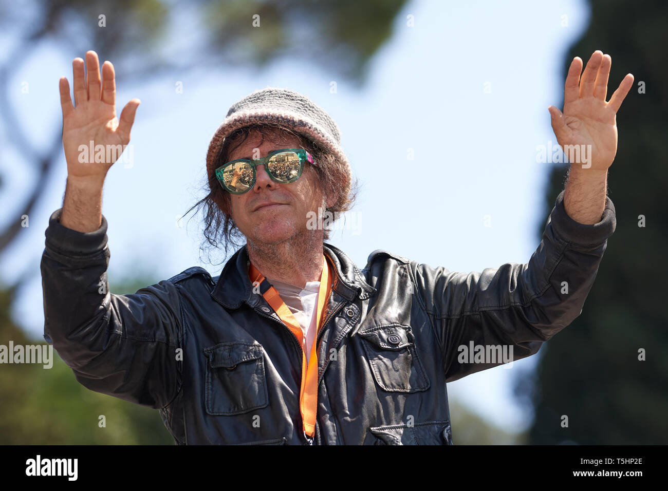 Andrea Satta, Tetes de Bois für Freitag für zukünftige (Schule Streik für Klima) und Greta Thunberg - Rom, Italien, 19. April 2019 Stockfoto