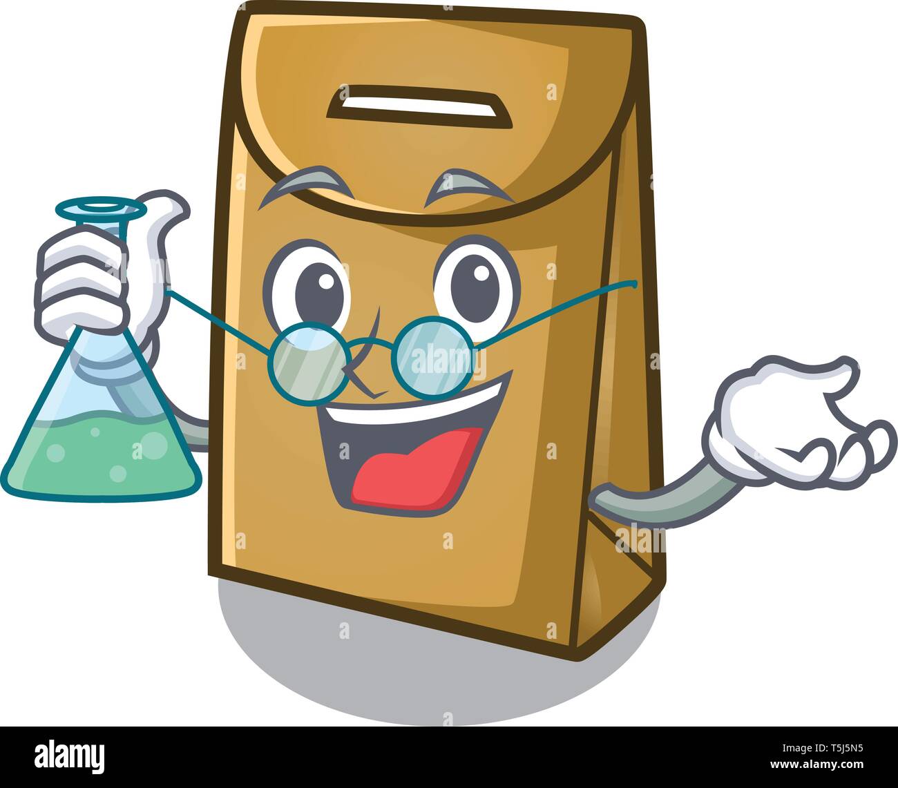 Professor Papiertüte mit dem Charakter isoliert Stock Vektor