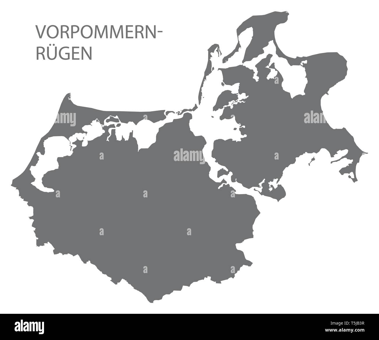 Vorpommern-Ruegen gray county Karte von Mecklenburg-vorpommern DE Stock Vektor