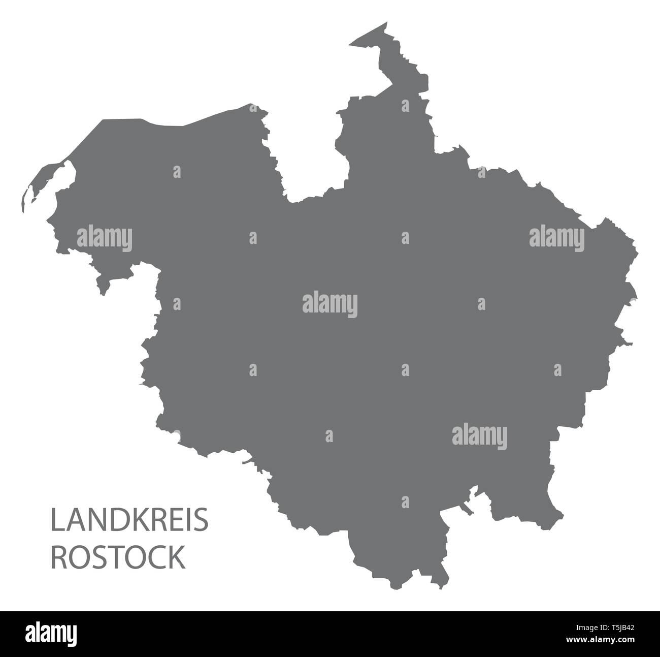 Landkreis Rostock gray county Karte von Mecklenburg-vorpommern DE Stock Vektor