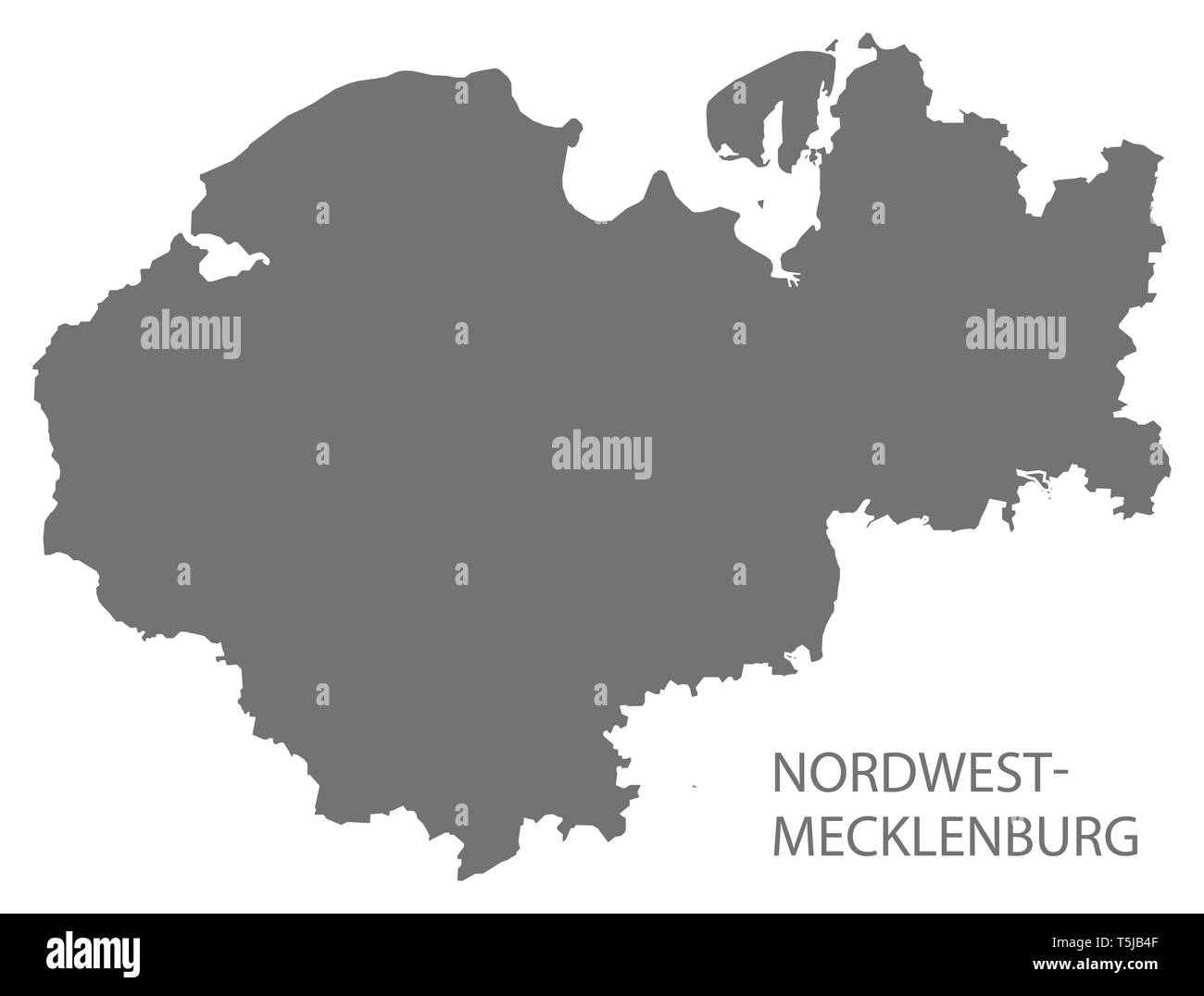 Nordwestmecklenburg gray county Karte von Mecklenburg-vorpommern DE Stock Vektor