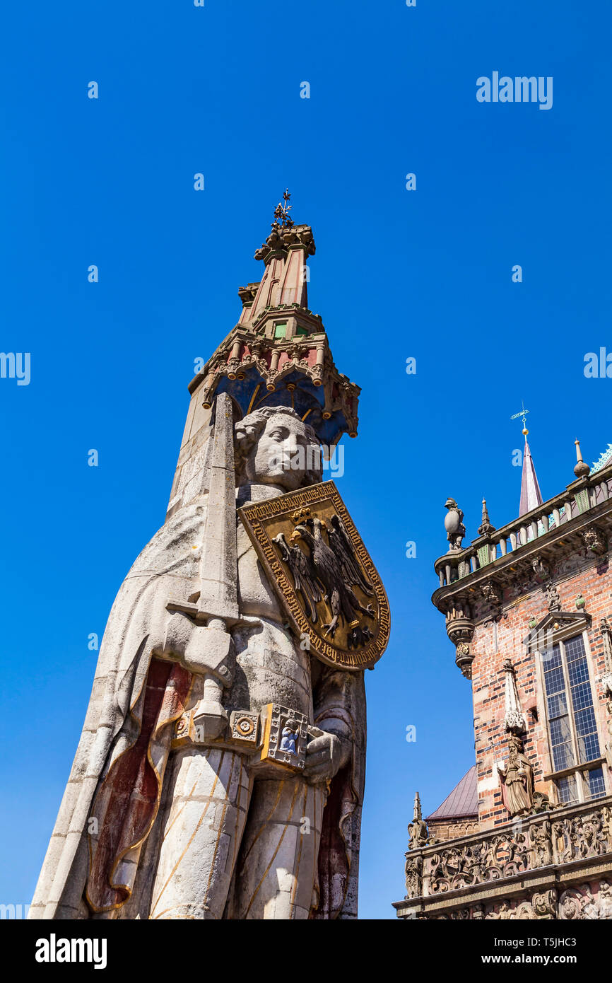 Deutschland, Freie Hansestadt Bremen, Marktplatz, Bremer Roland Stockfoto