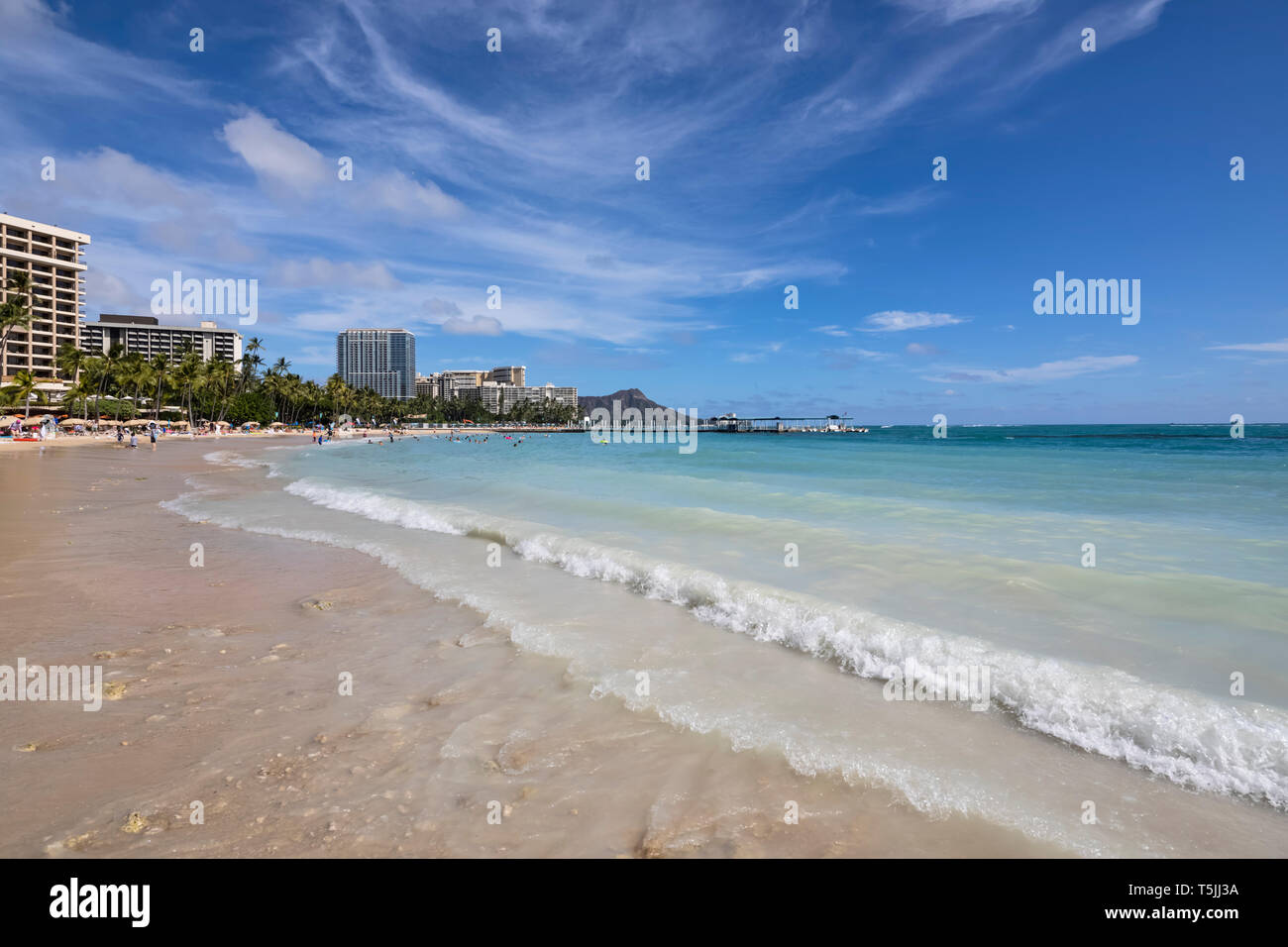 USA, Hawaii, Oahu, Honolulu, Waikiki Beach Stockfoto
