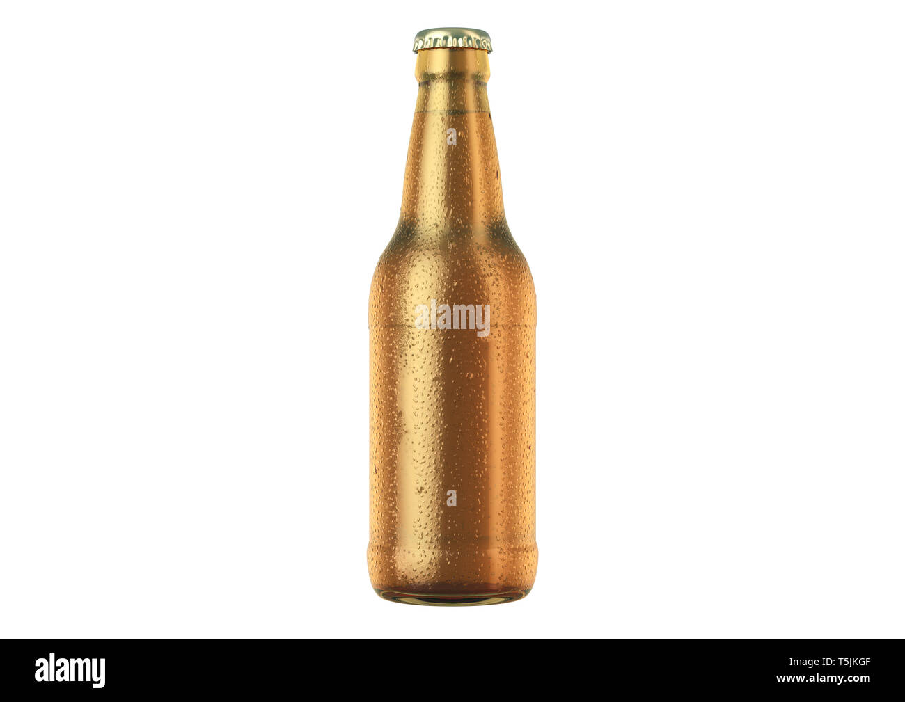 Eine braune amber Glas Bier Flasche Wasser spritz und Kondensation Tropfen auf einem isolierten weißen studio Hintergrund - 3D-Render abgedeckt Stockfoto
