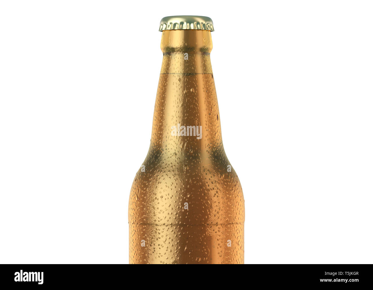 Eine braune amber Glas Bier Flasche Wasser spritz und Kondensation Tropfen auf einem isolierten weißen studio Hintergrund - 3D-Render abgedeckt Stockfoto