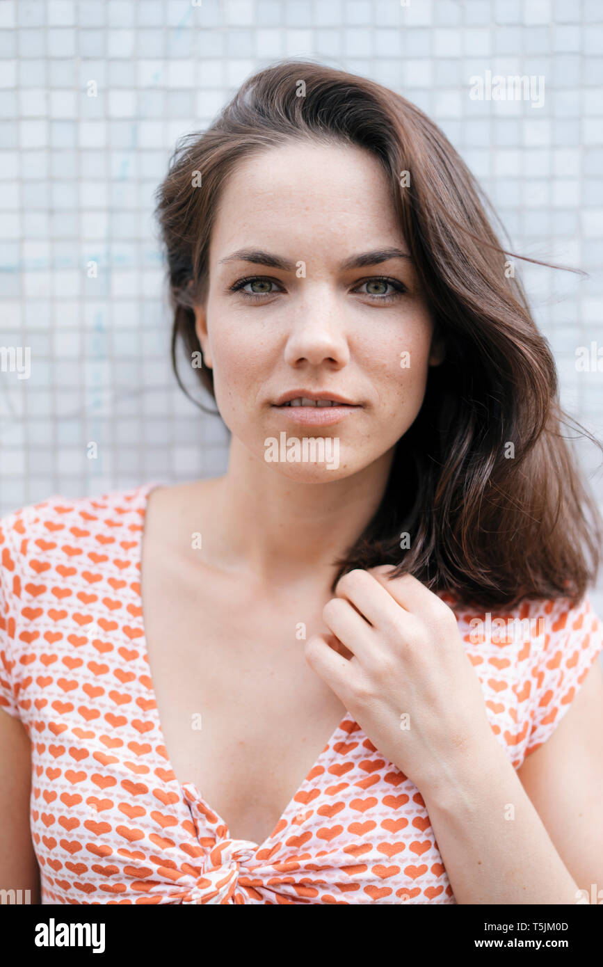 Portrait einer hübschen Frau, Nahaufnahme Stockfoto