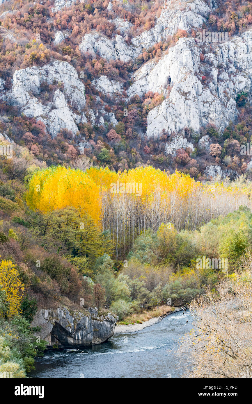 Schöne Herbstfarben in der iskar Schlucht, Bulgarien Stockfoto