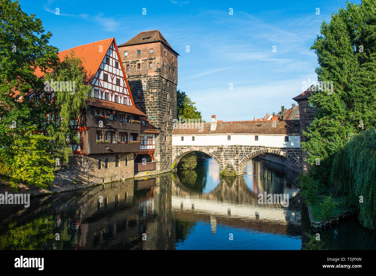 Deutschland, Nürnberg, alten Fachwerkhaus und Henkerhaus Stockfoto