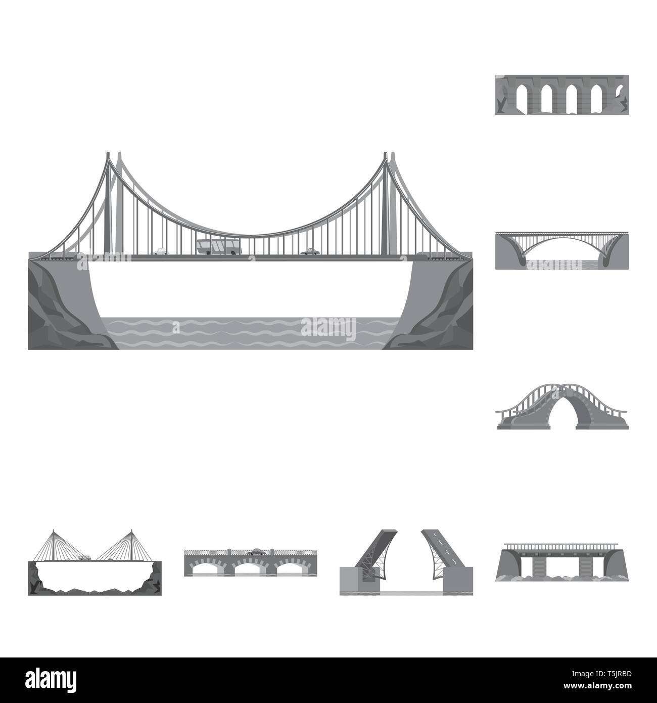 Isoliertes Objekt von Design und Symbol konstruieren. Satz von Design und Brücke stock Symbol für das Web. Stock Vektor