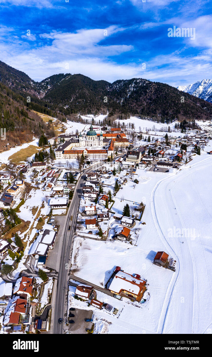 Deutschland, Bayern, Garmisch Partenkichen, Oberammergau, Ettal, Benediktinerkloster, Kloster Ettal im Winter Stockfoto