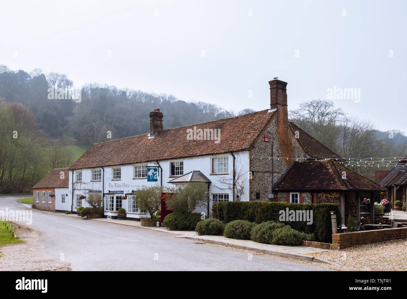 Das White Horse Inn und Land Hotel in South Downs National Park. Chilgrove, Chichester, West Sussex, England, Großbritannien, Großbritannien Stockfoto