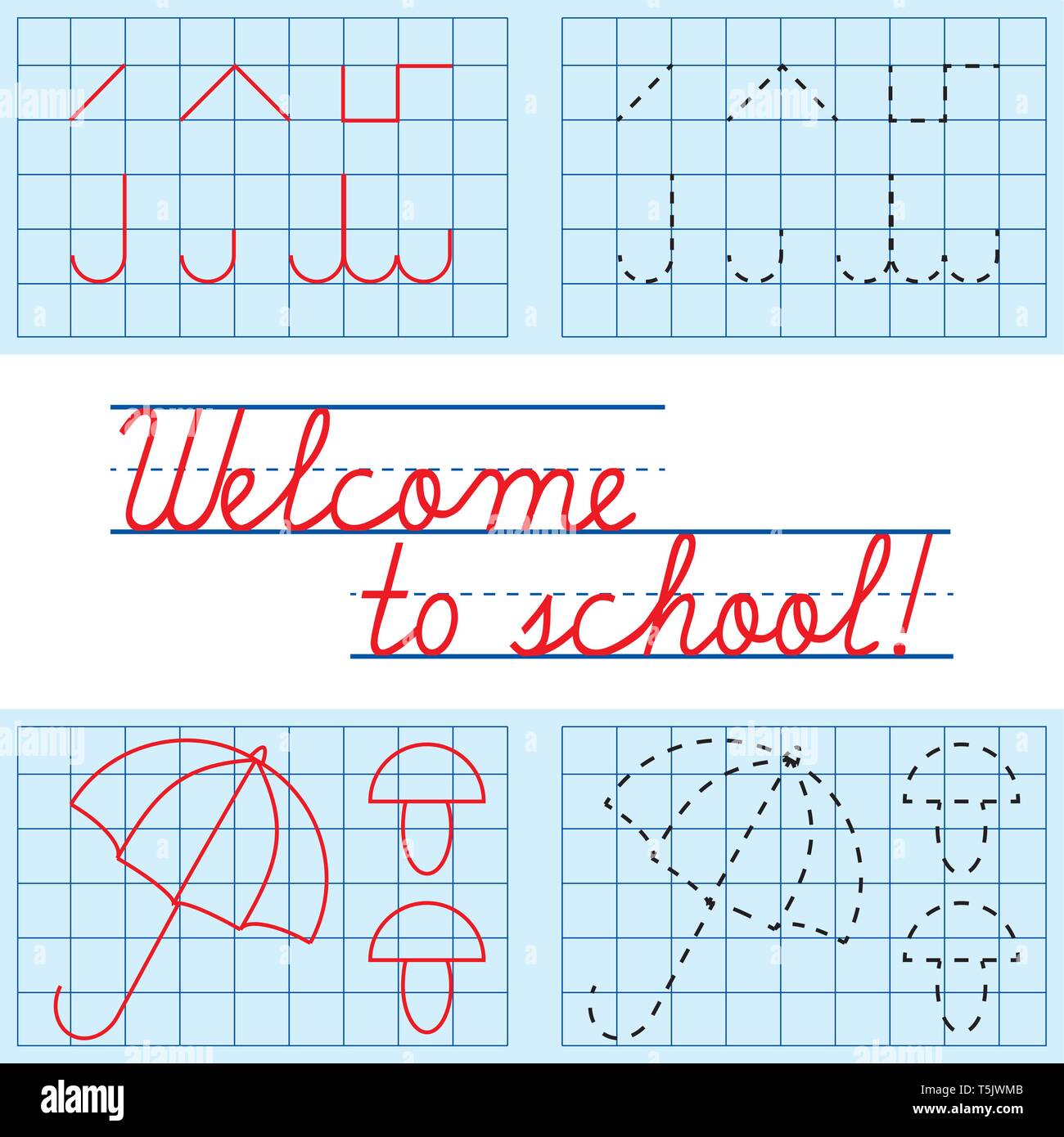 Welcome Card zur Schule, Vektor, Abbildung Stock Vektor