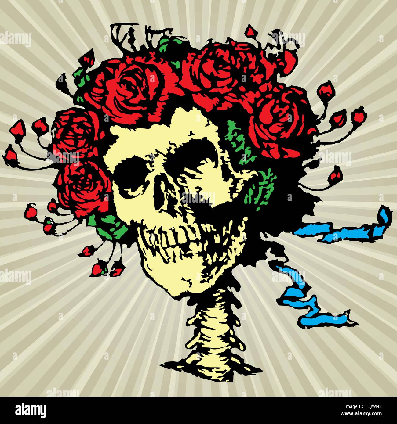 Schädel in Rosen Krone, Vektor, Abbildung Stock Vektor