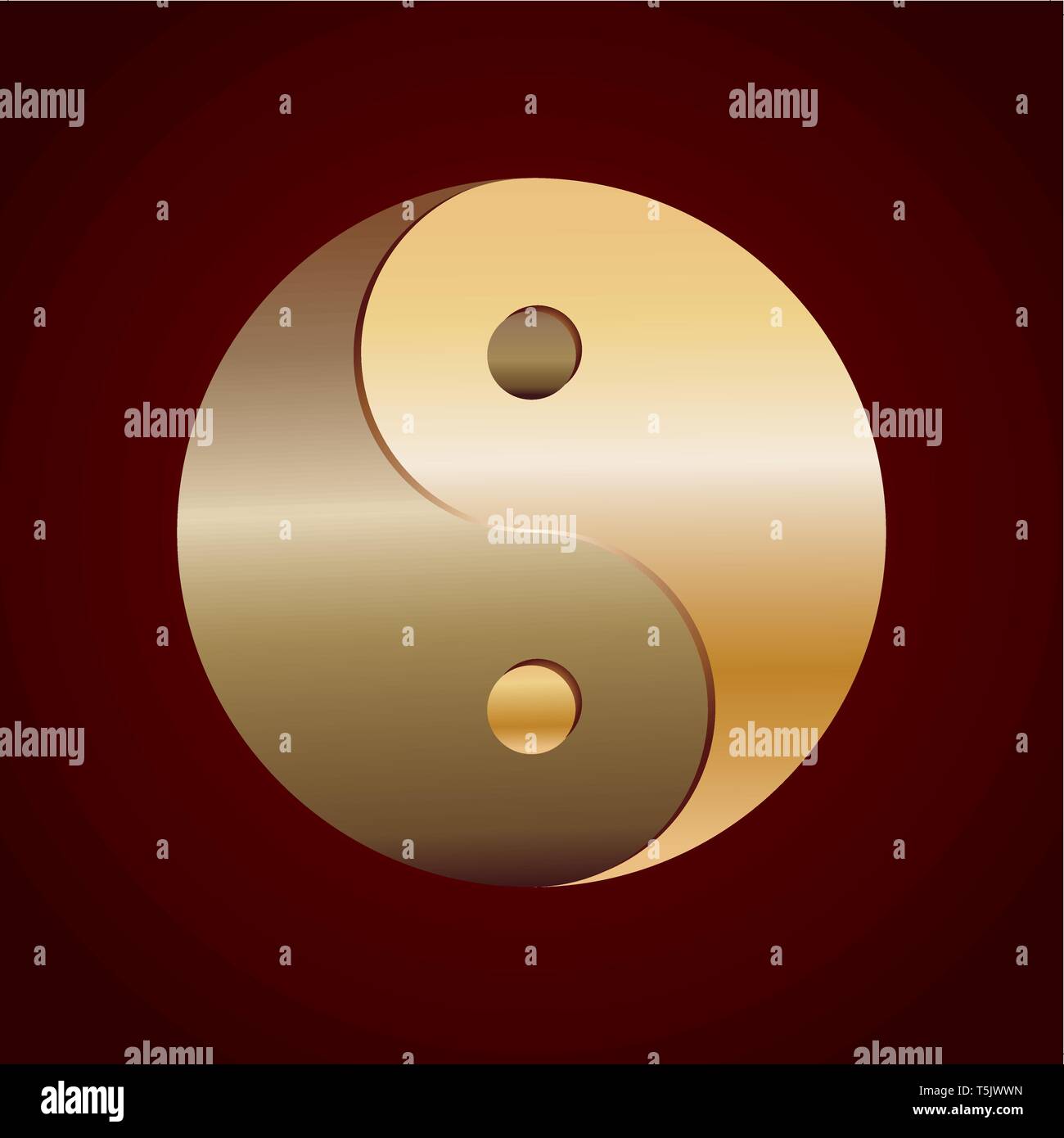 Stilisierte goldene Yin Yang Symbol, Vector Illustration Stock Vektor