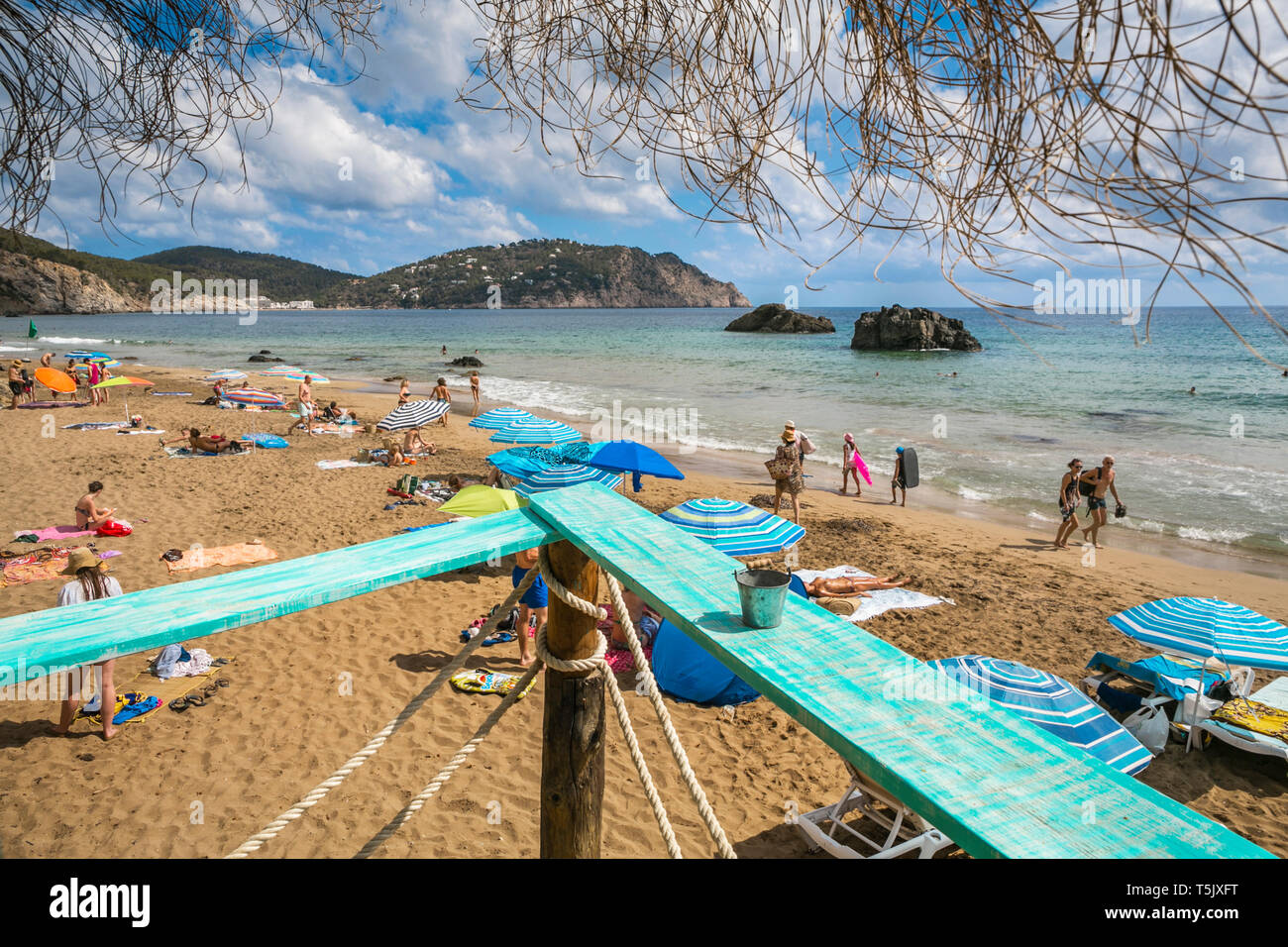 Aigües Blanques oder Aguas Blancas Strand. Santa Eulària d'es Riu. Ibiza Insel. Balearen. Inseln. Spanien Stockfoto