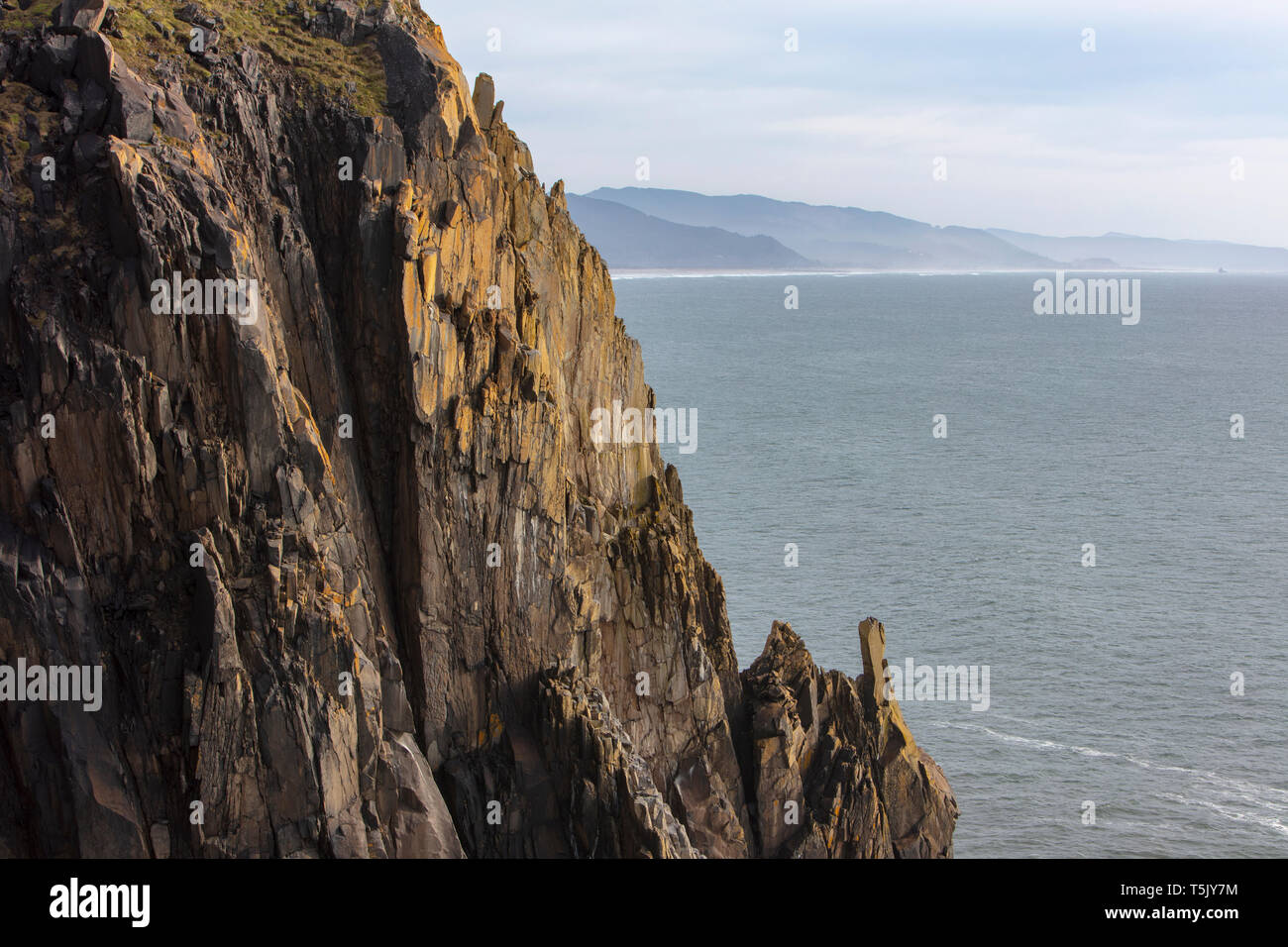 Klippen und der Küste von Oswald West State Park, in der Nähe von Manzanita, Oregon Stockfoto