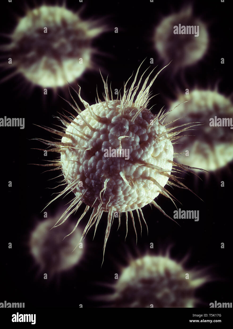 Konzeptionelle 3d-Abbildung des Virus Zellen Stockfoto
