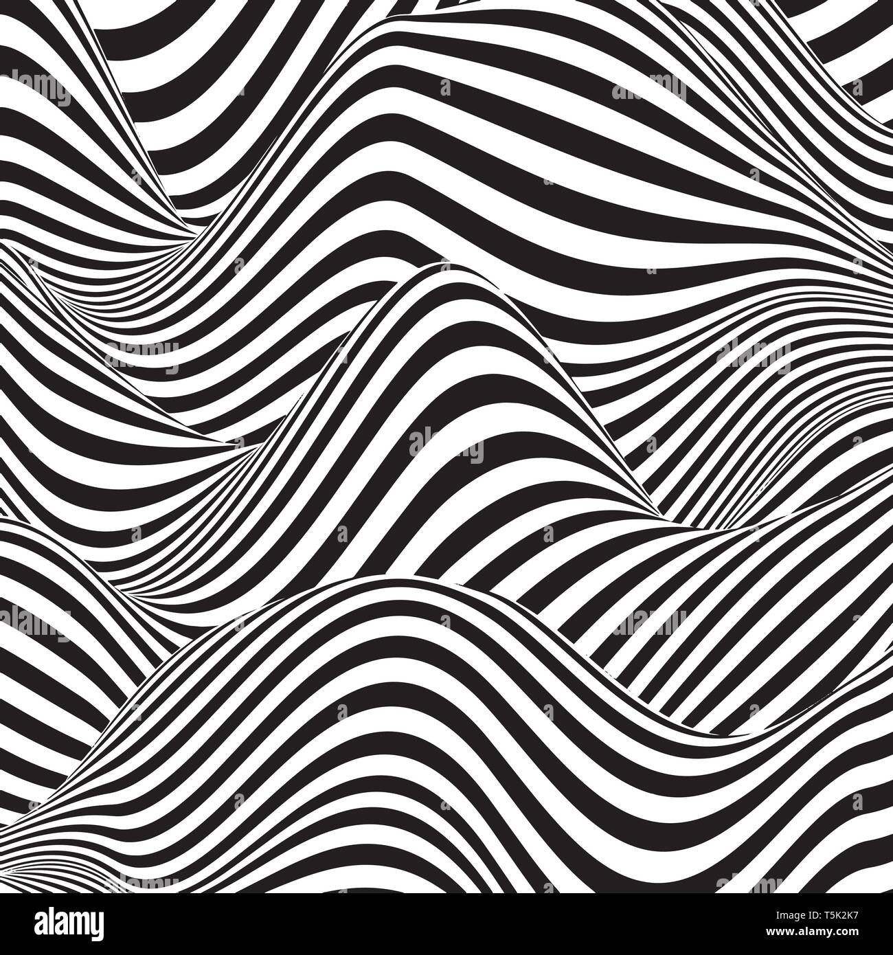 Optische illusion Linien Hintergrund. Abstrakten 3d schwarz und weiß Illusionen. Konzeption der optischen Illusion Vektor. EPS 10 Vector Illustration Stock Vektor