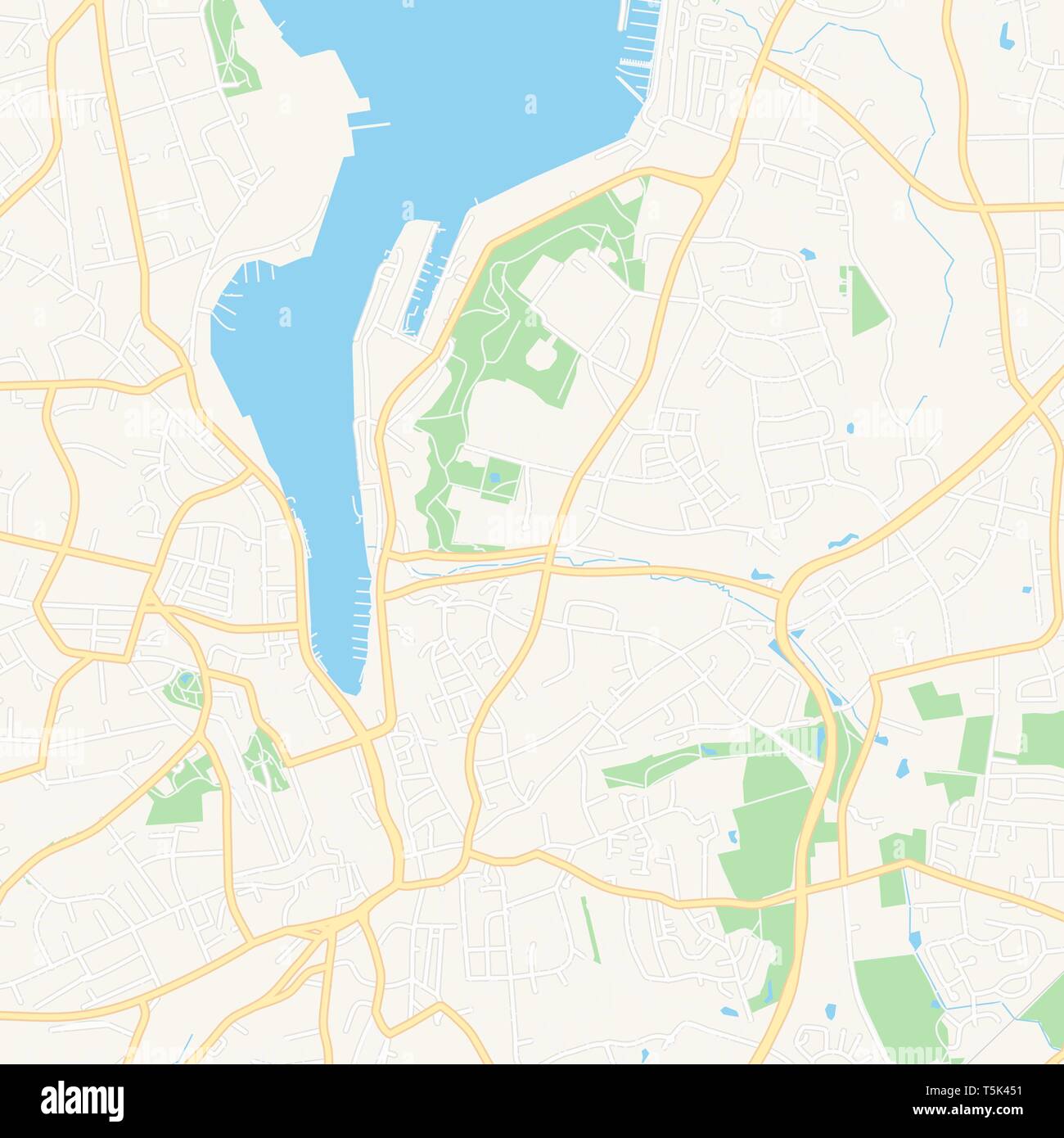 Druckbare Karte von Flensburg, Deutschland mit Haupt und Nebenstraßen