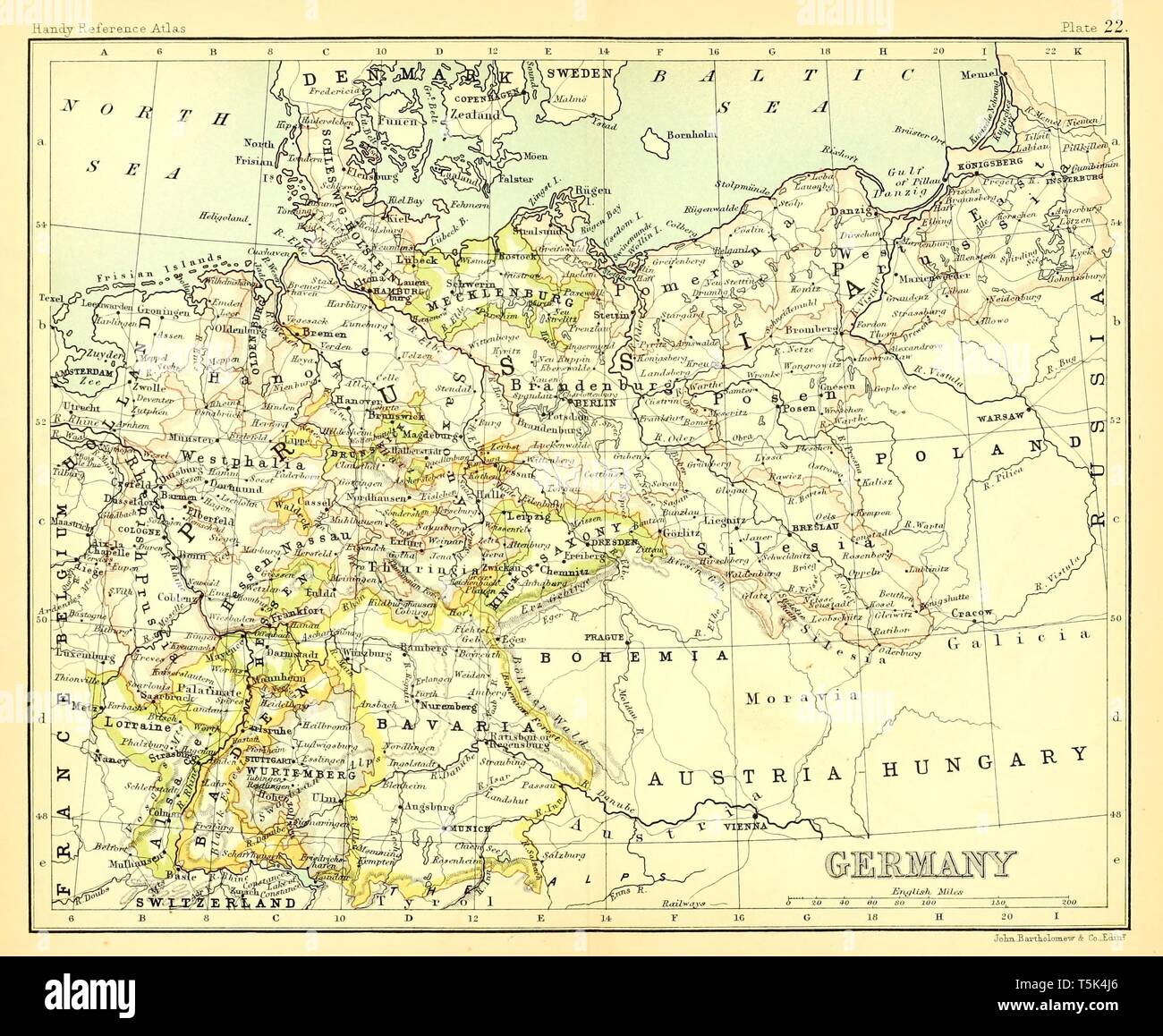 Schöne vintage Hand gezeichnete Karte Illustrationen von Deutschland aus alten Buch. Kann als Poster oder dekoratives Element für den Innenausbau verwendet werden. Stockfoto