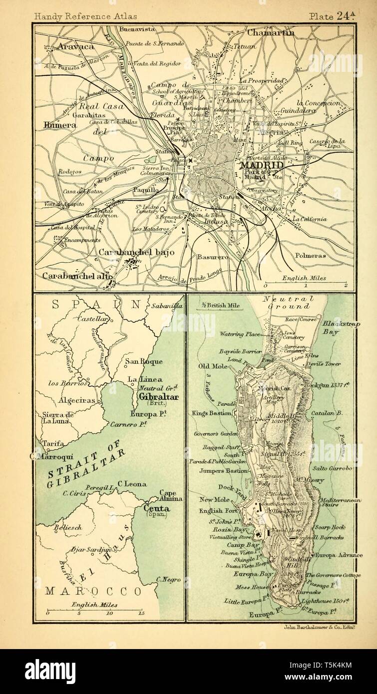 Schöne vintage Hand gezeichnete Karte Illustrationen von Madrid City vom Alten Buch. Kann als Poster oder dekoratives Element für den Innenausbau verwendet werden. Stockfoto