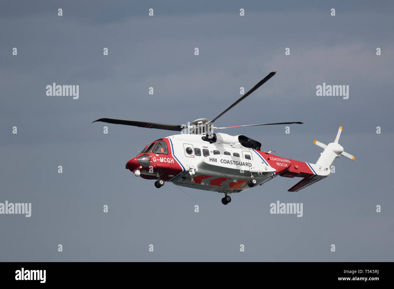 Küstenwache Hubschrauber Stockfoto
