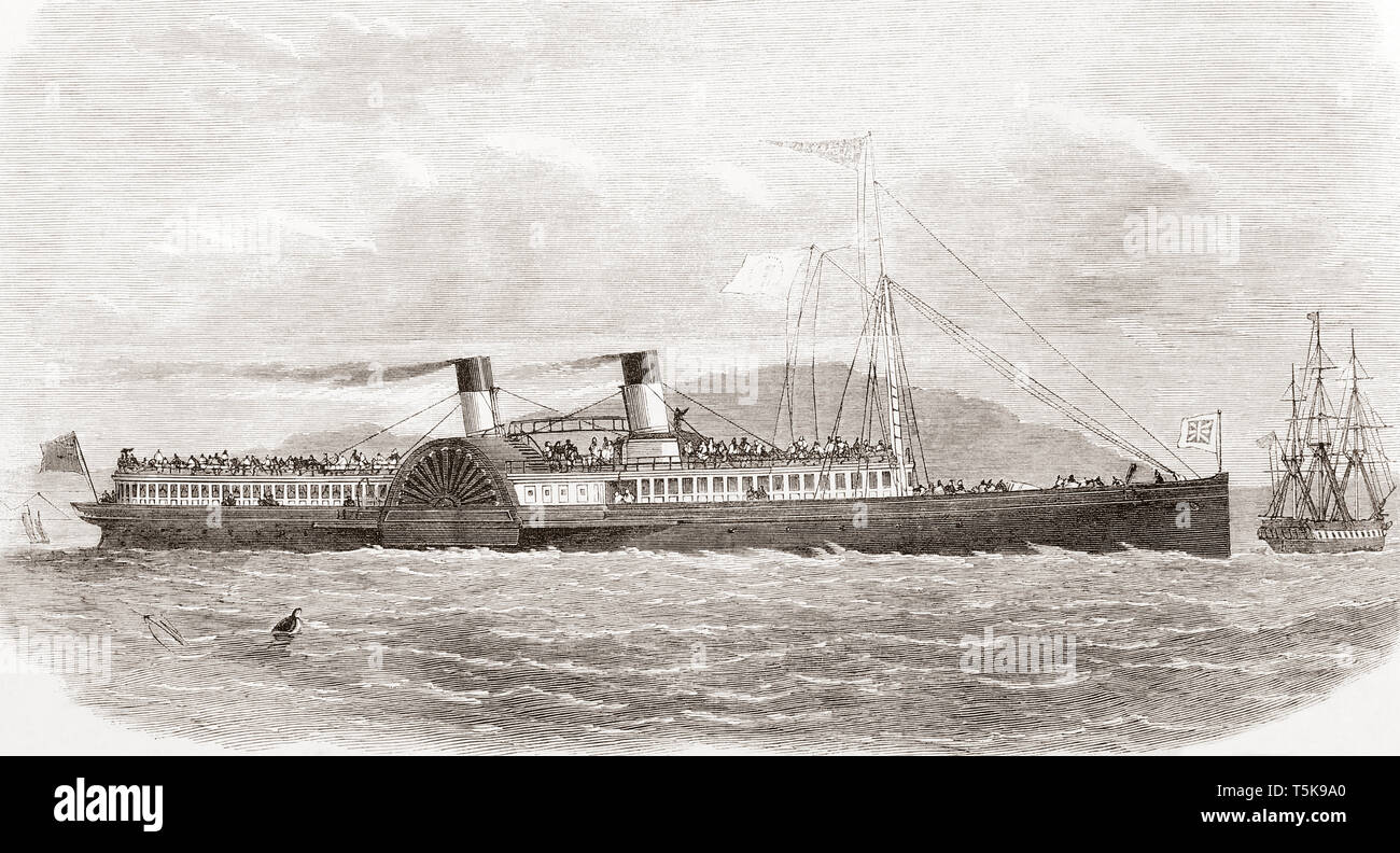 Die Limousine Dampf von Packet Company Schiff, Alexandra, für den Personenverkehr auf der Themse, London, England, 1865 verwendet. Von der Illustrated London News, veröffentlicht 1865. Stockfoto