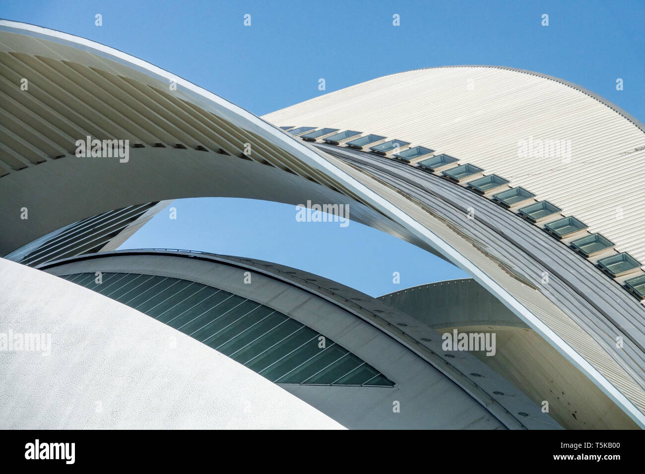 Valencia Spanien Europa, Zeitgenössische moderne spanische Architektur entworfen Calatrava, futuristische Struktur, Valencia Stadt der Künste und Wissenschaften Stockfoto