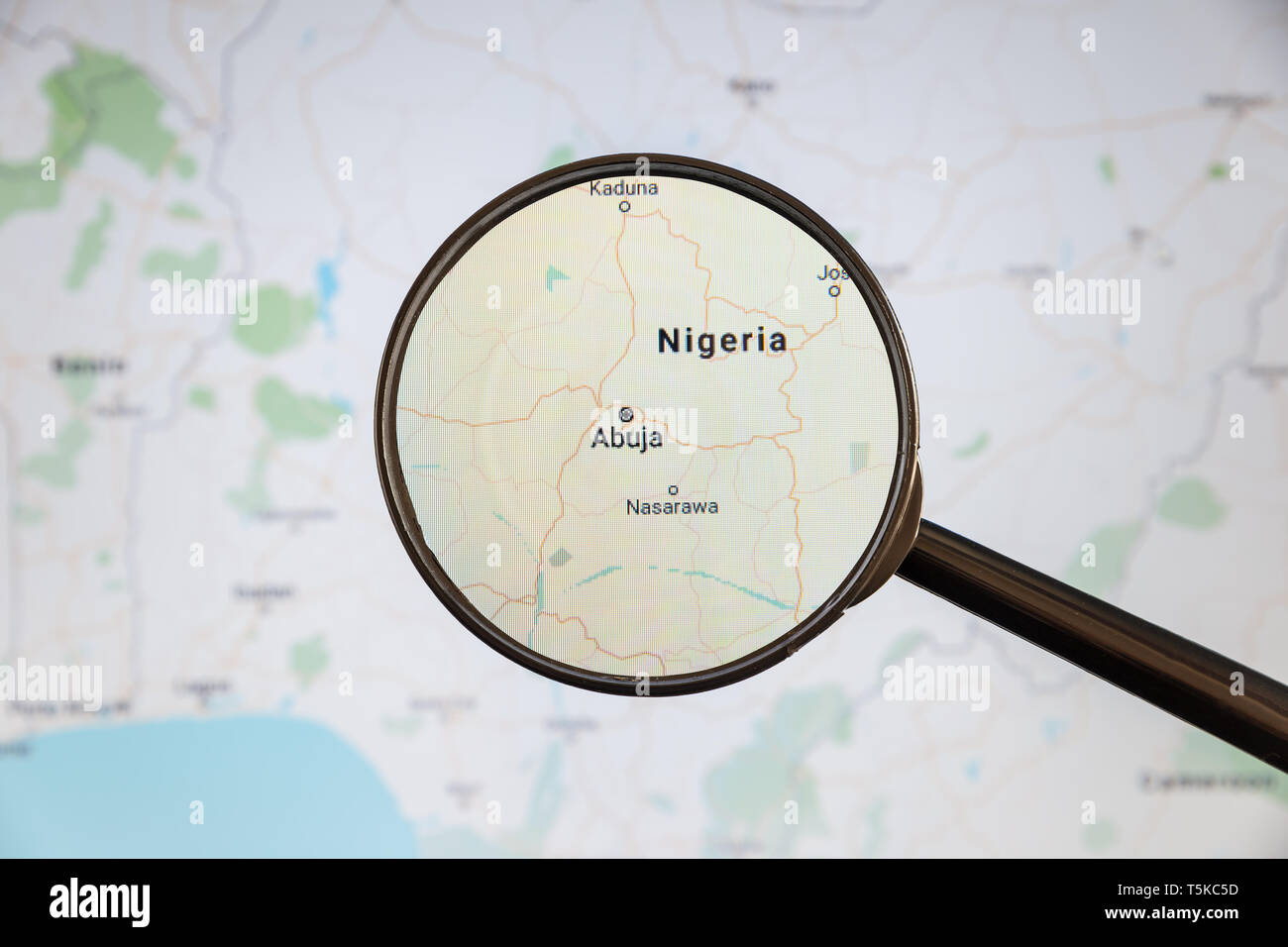 Abuja Nigeria Politische Karte Stadt Visualisierung Anschauliches Konzept Auf Dem Display Durch Die Lupe Stockfotografie Alamy