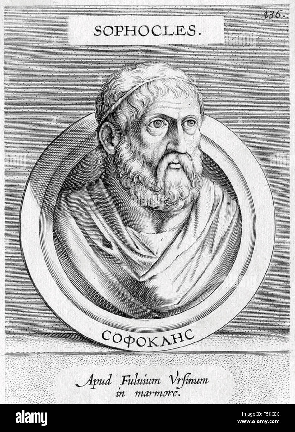 Sophokles (C 497/6 -406/5 BC) griechische Autor. ! 8 centurty Gravur auf Büste in das Puschkin Museum basierend Stockfoto