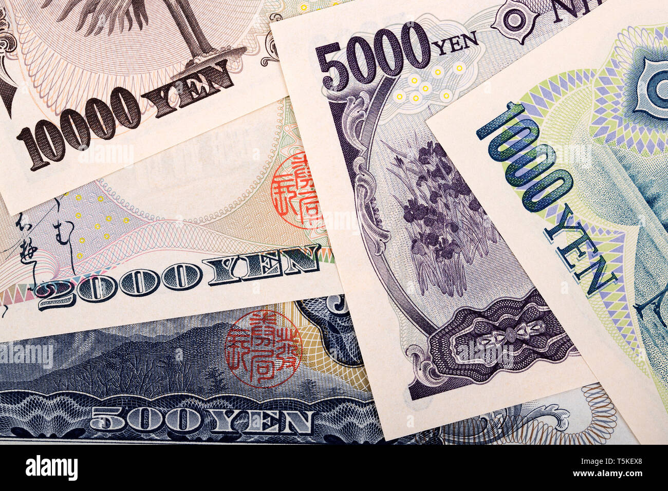 Der Yen, der einen geschäftlichen Hintergrund Stockfoto