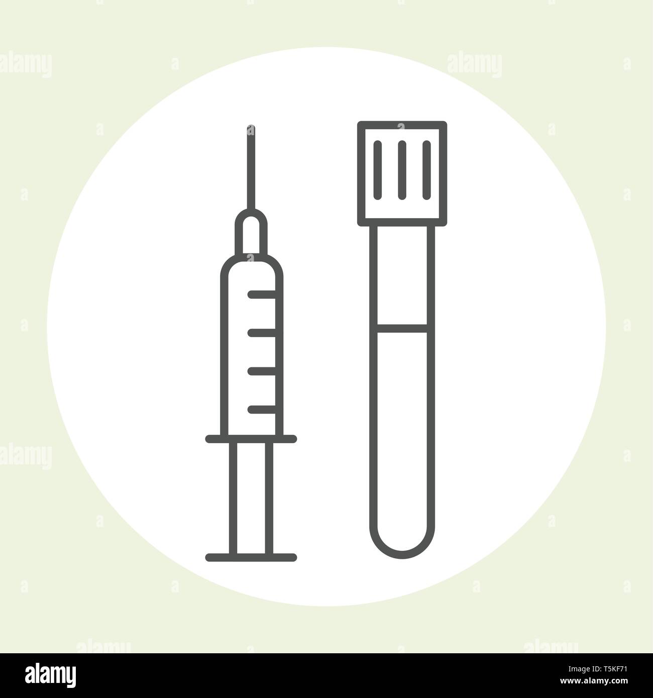Spritze und Test - icon-medizinischen und kosmetischen Injektionen Symbol Stock Vektor