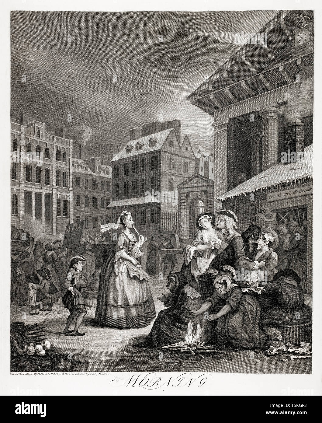 William Hogarth, vier Mal am Tag: Morgens, Gravur, 1738 Stockfoto