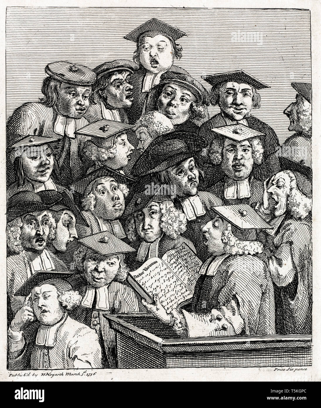 William Hogarth, Wissenschaftler bei einem Vortrag, Gravieren, C. 1736 Stockfoto