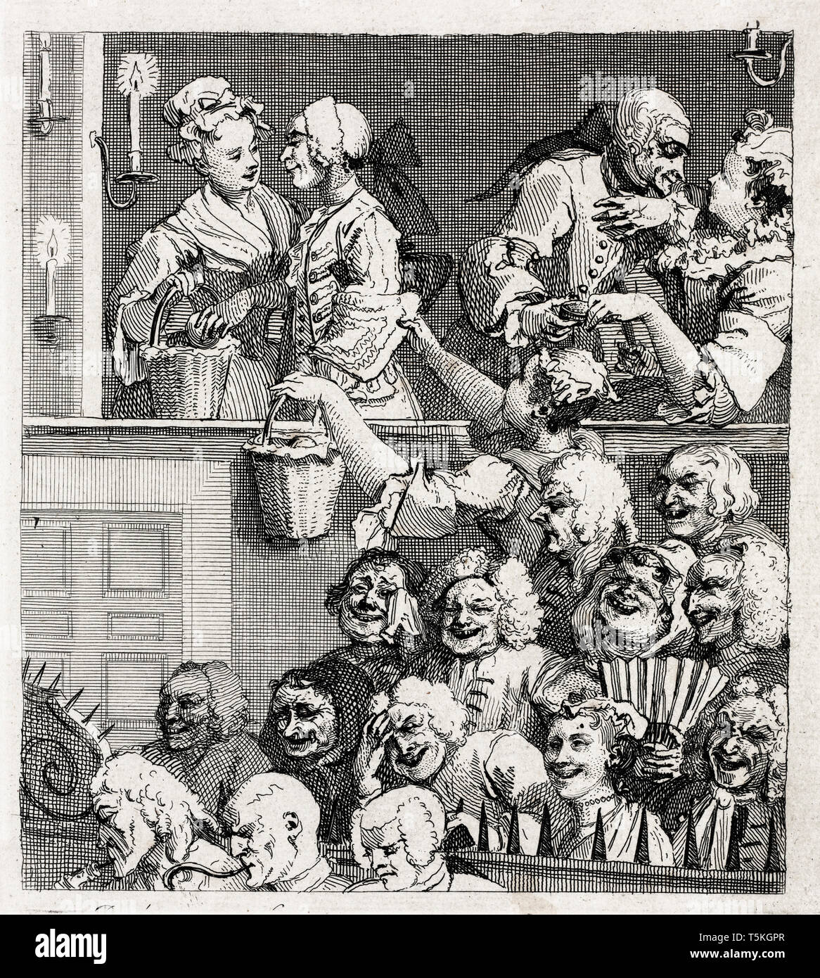 William Hogarth, der lachende Publikum, Gravieren, 1733 Stockfoto