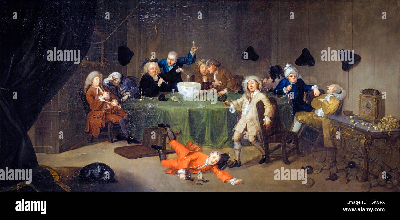 William Hogarth, 24.00 Uhr Moderne Gespräch, Malerei, C. 1732 Stockfoto