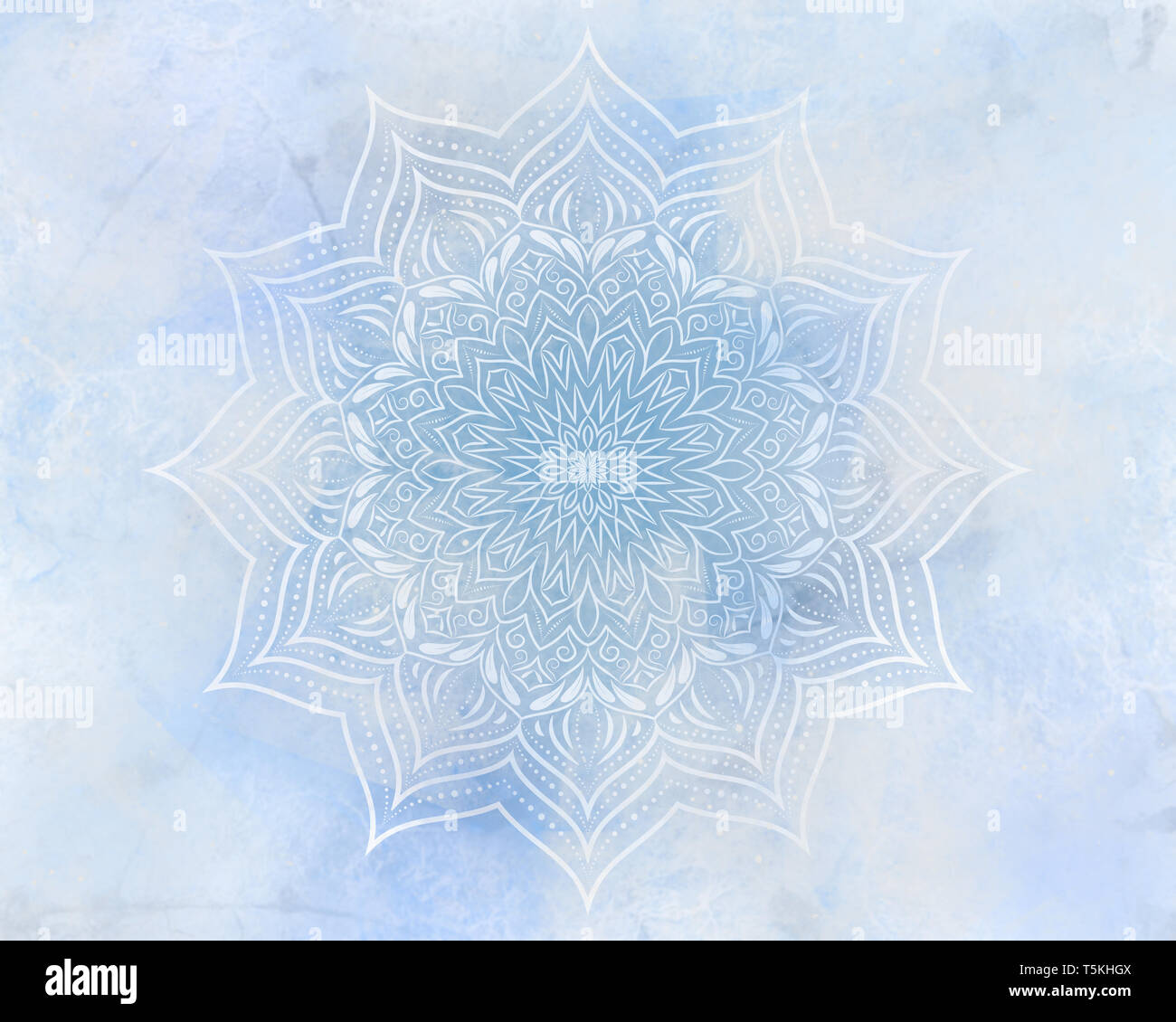 Frosty mandala Mystic abstrakt Hintergrund in hellblauer Farbe. Stockfoto