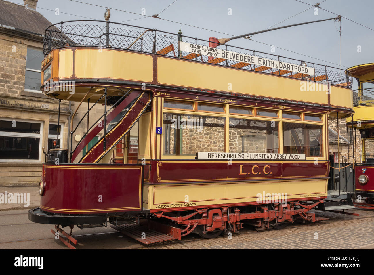 Crich Straßenbahn Dorf Home der anerkannten nationalen Tramway Museum in der Nähe von Matlock Derbyshire in England Stockfoto