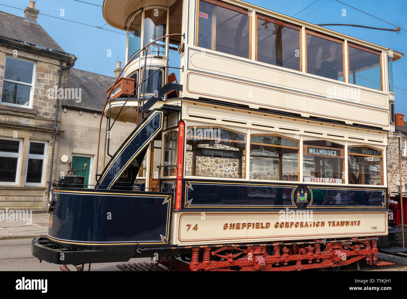 Crich Straßenbahn Dorf Home der anerkannten nationalen Tramway Museum in der Nähe von Matlock Derbyshire in England Stockfoto