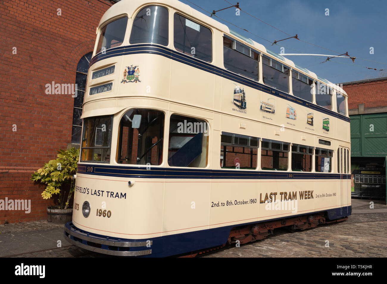 Crich Straßenbahn Dorf Home der anerkannten nationalen Tramway Museum in der Nähe von Matlock Derbyshire in England Stockfoto