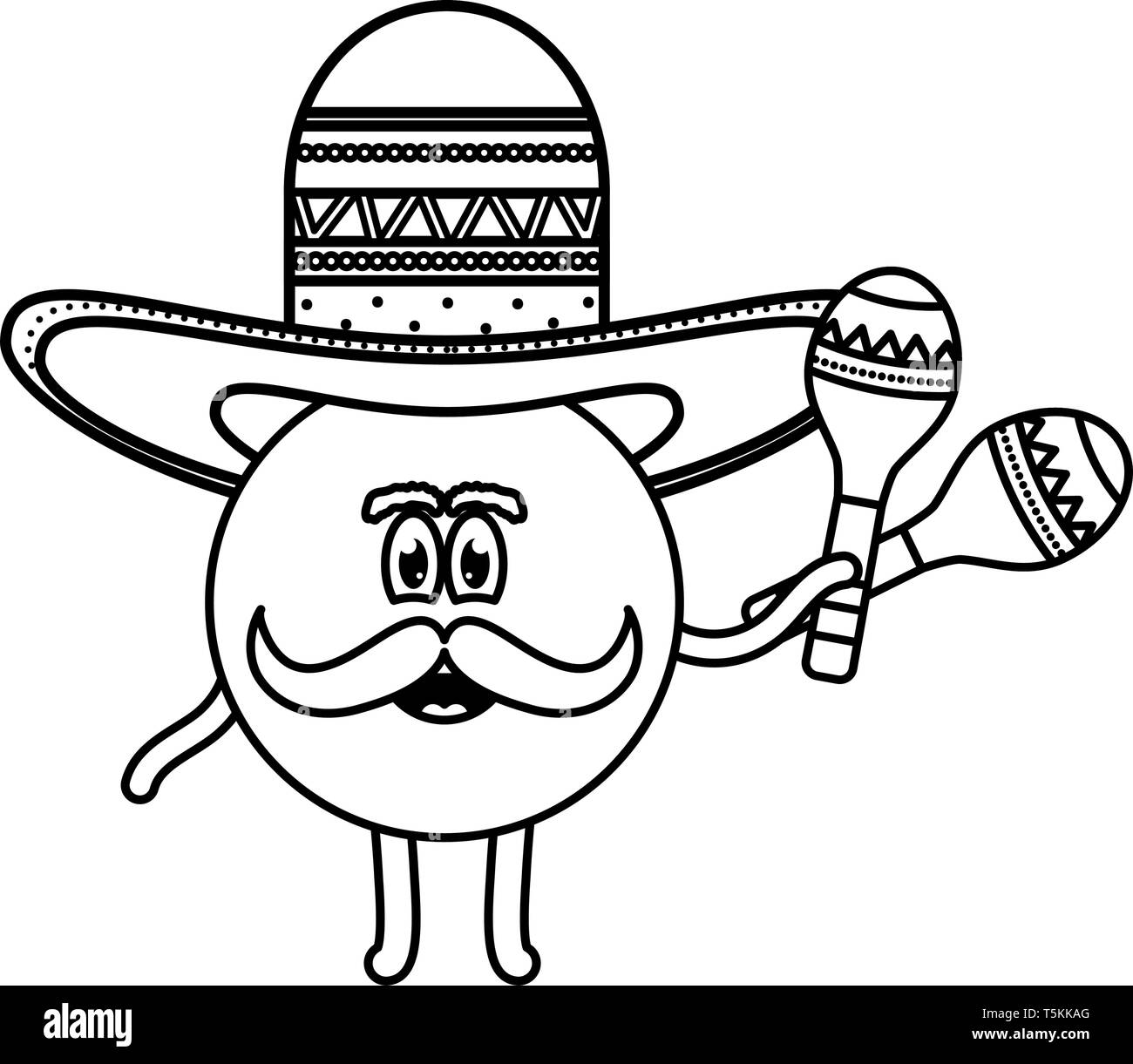 Mexikanische emoji mit Hut Charakter Vector Illustration Design Stock Vektor