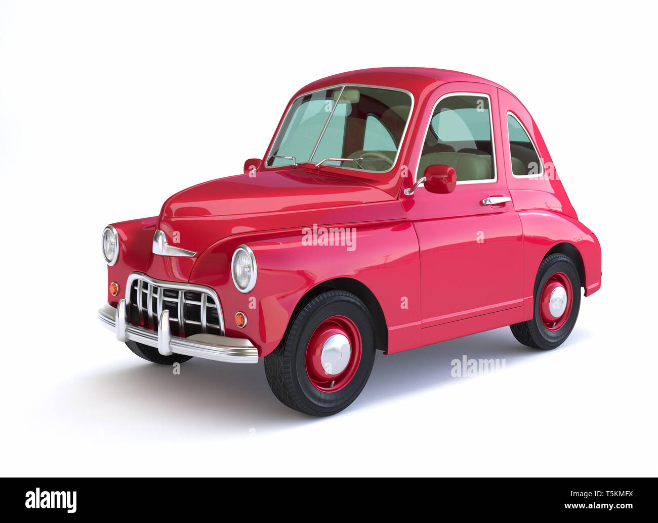 Cartoon car Rot auf weißem Hintergrund. 3D-Darstellung Stockfoto