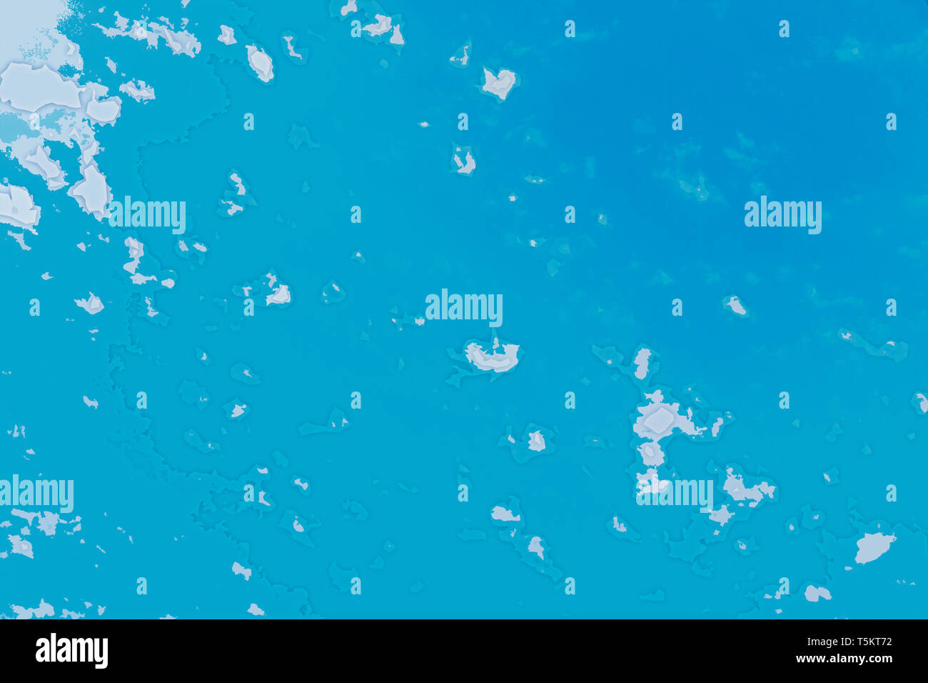 Weiß, Blau und Magenta Hintergrund Textur. Zusammenfassung Karte mit Nord Küste, Meer, Ozean, Eis, Berge, Wolken. Die Oberfläche der Fantasy Planeten. Stockfoto